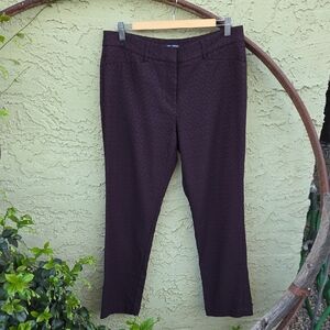 Dark Plum Patterned Straight Leg Stretch Dress Pants Womens Size 12